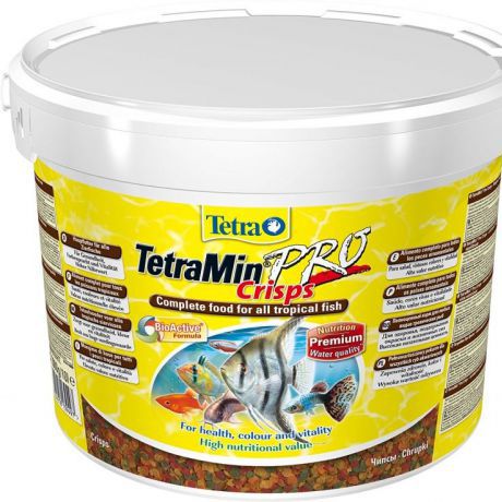 Tetra Min PRO Crisps 10 л. (чипсы) основной корм для всех видов рыб